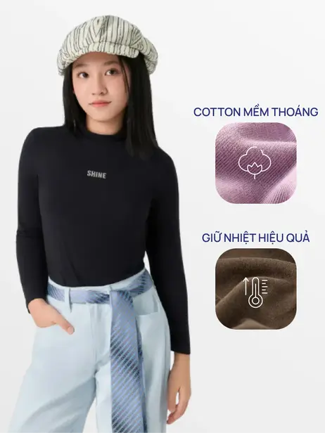 Áo Phông Trẻ Em Bamboo Dài Tay Cao Cổ