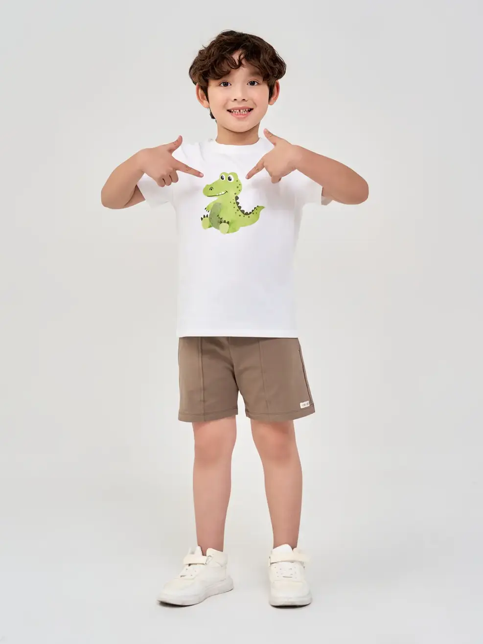T-shirt Kid In Cá Sấu Vui Vẻ Cotton Usa - Trắng 1 - 2