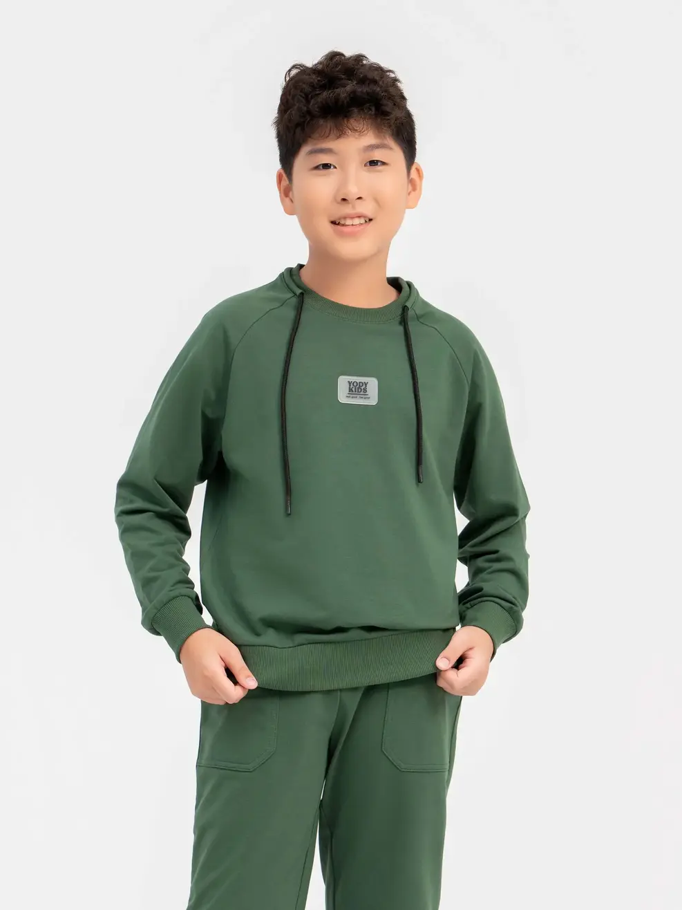 Bộ Đồ Thu Đông Kid Dây Luồn Ở Cổ - Xanh rêu - 10