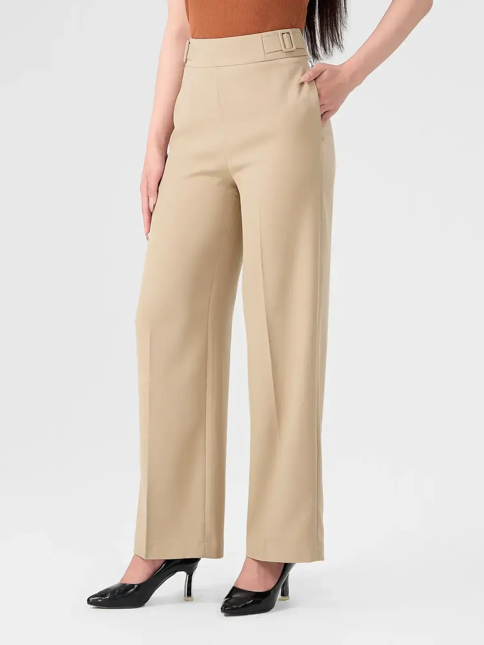 Quần Dài Nữ Kèm Đai Hai Bên Sườn ( Qan7020) - KHAKI  - M