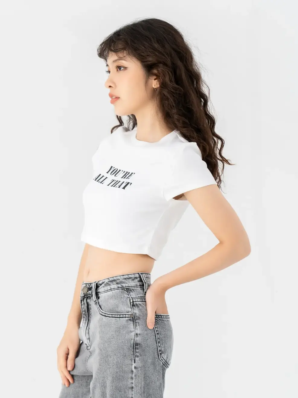 T-shirt Nữ Rcroptop In Chữ  - Trắng 1 - S