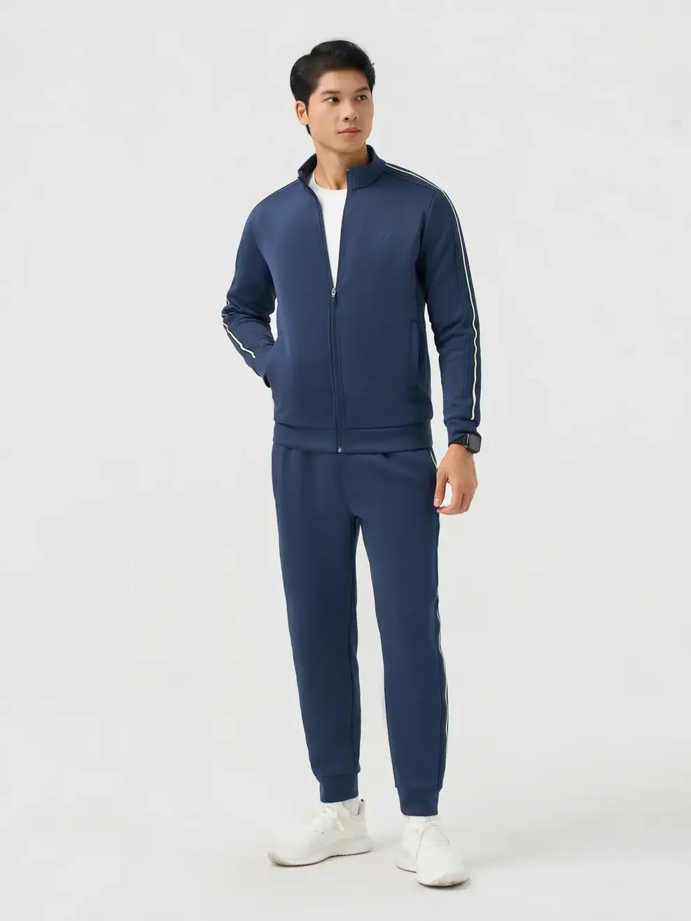 Bộ Đồ Nỉ Nam Thể Thao Phối Dây Dệt - Tím Than 009 - M