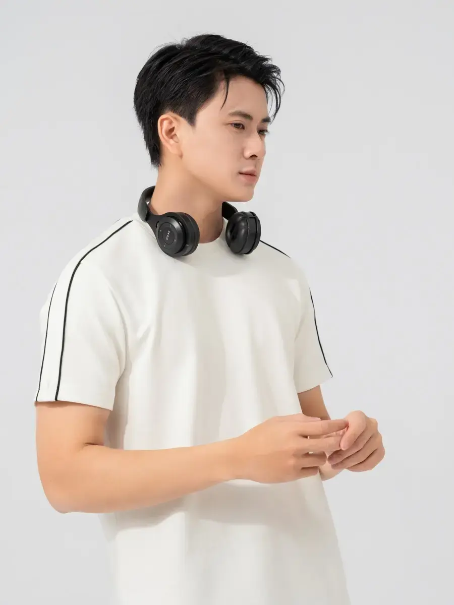 T-shirt Nam Regular Phối Lé Vai  - Trắng - M