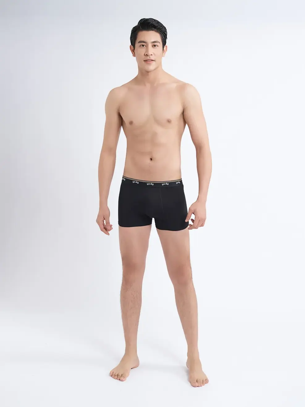 Sịp nam kẻ bo phối boxer - Đen - L