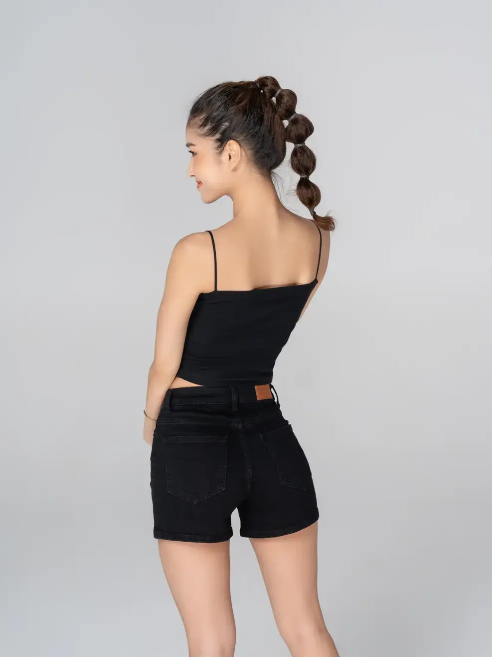 Áo hai dây nữ ôm sát dáng ngắn - Đen - S