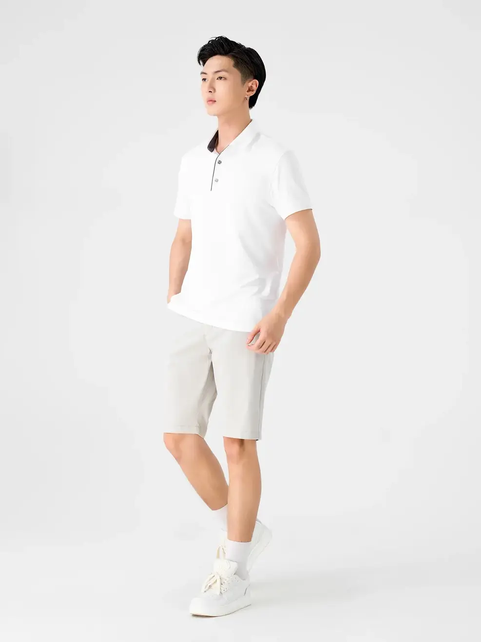 Polo Nam Bạc Hà Lé Nẹp - Trắng - 2XL