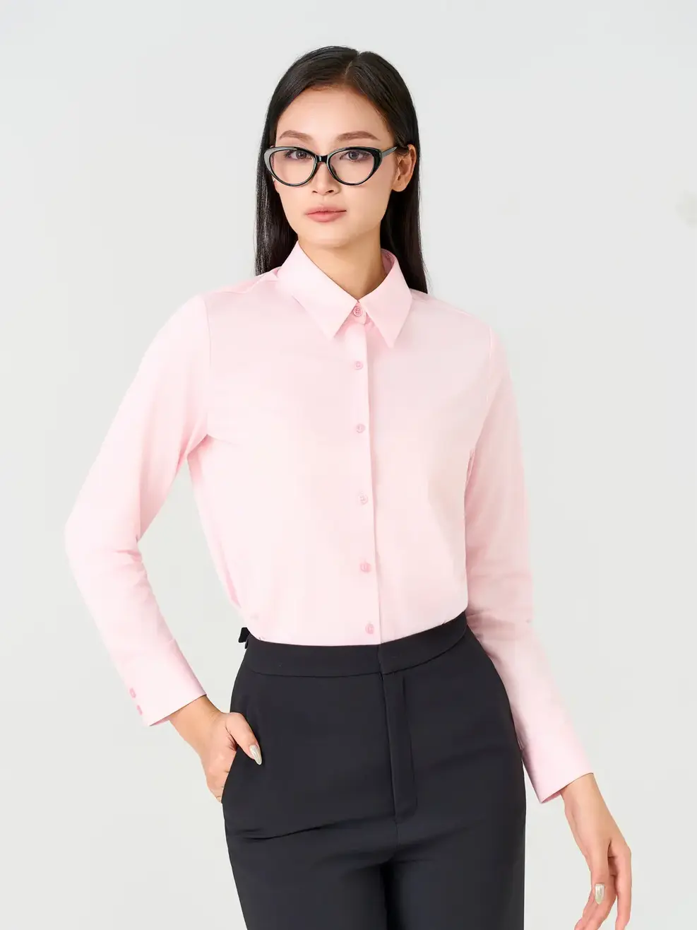 Áo Sơ-mi regular wrap knit essential - Hồng 154 - S