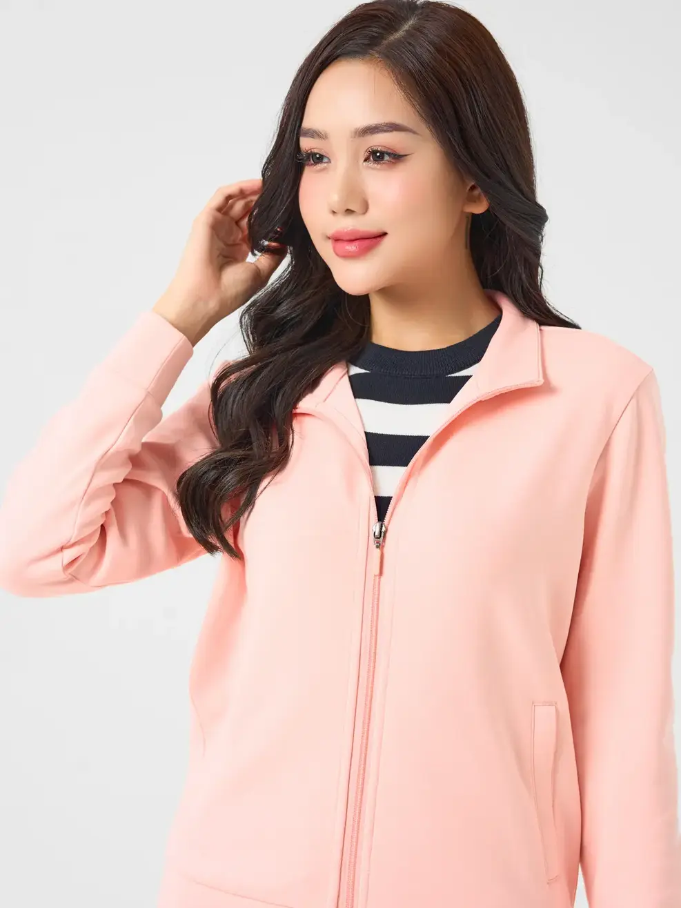 Áo Khoác Nỉ Thể Thao Nữ Double Face Smart - Hồng - S