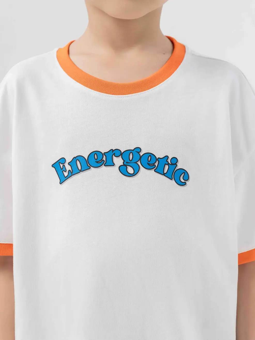 T-shirt Kid In Chữ - Trắng phối cam - 2