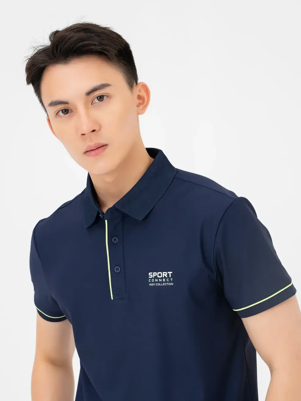 Polo Thể Thao Nam Airycool In Ngực Phối Màu - Navy - M