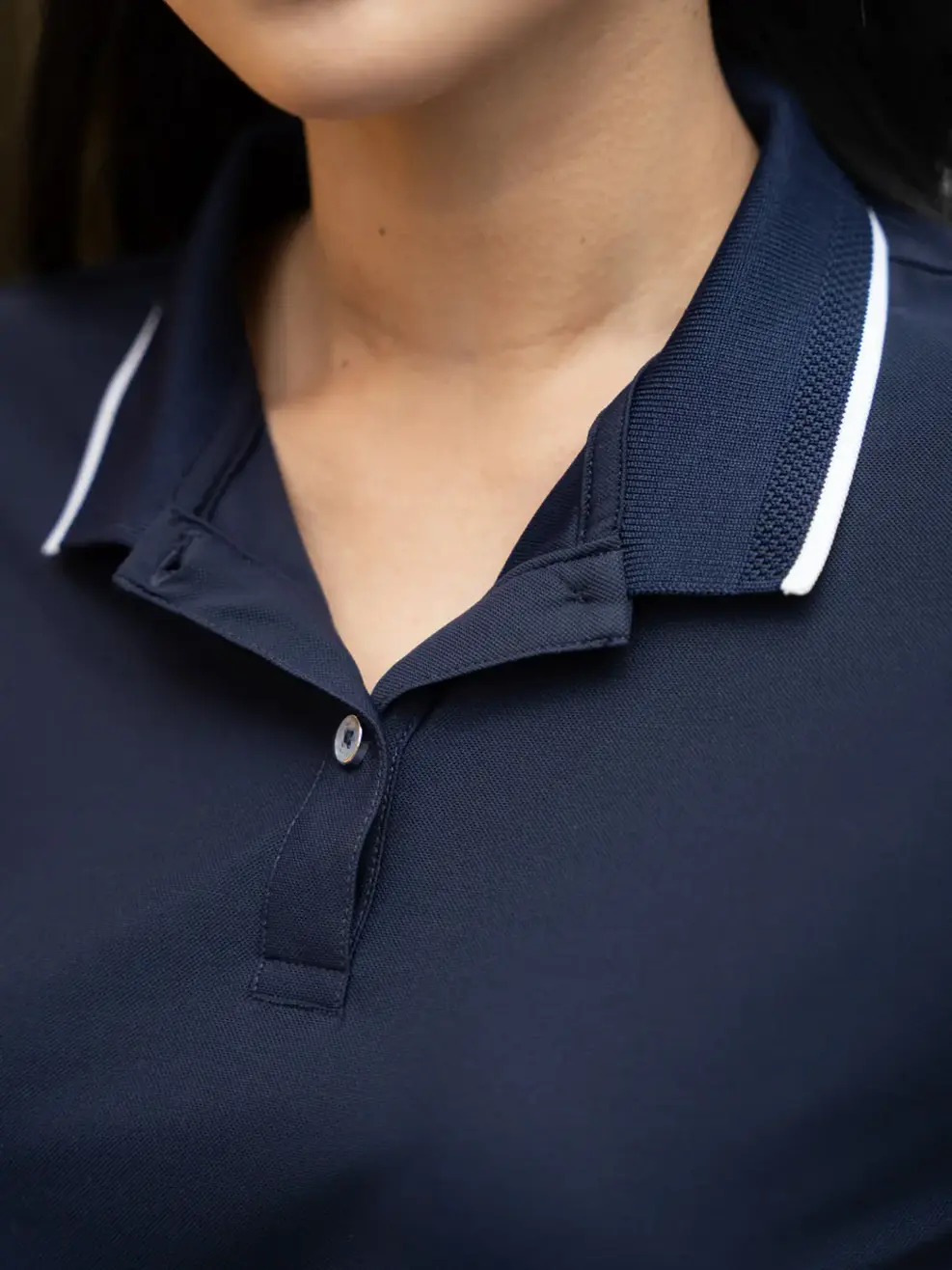 Áo Polo nữ Airycool bo quả trám - Navy - S