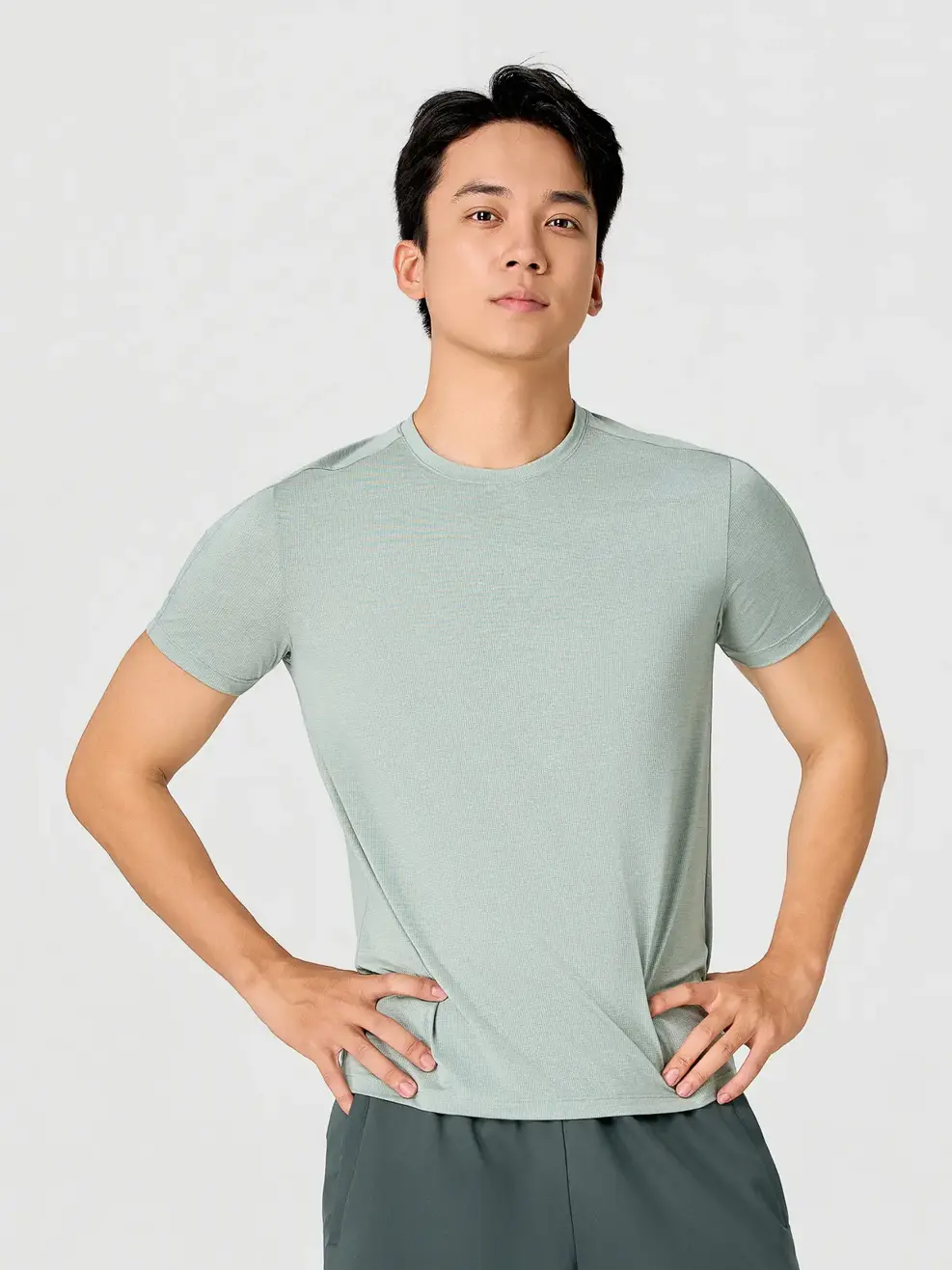 Áo Phông Thể Thao Melange Thoáng Khí  - Phối Màu Xanh Lá 119 - M