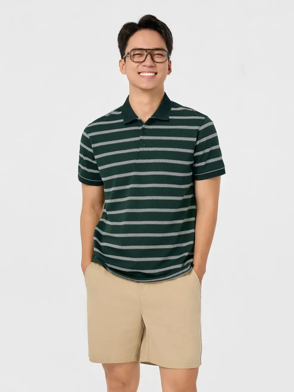Áo Polo Nam Regular Họa Tiết Kẻ - Kẻ Xanh Lá 150 - S