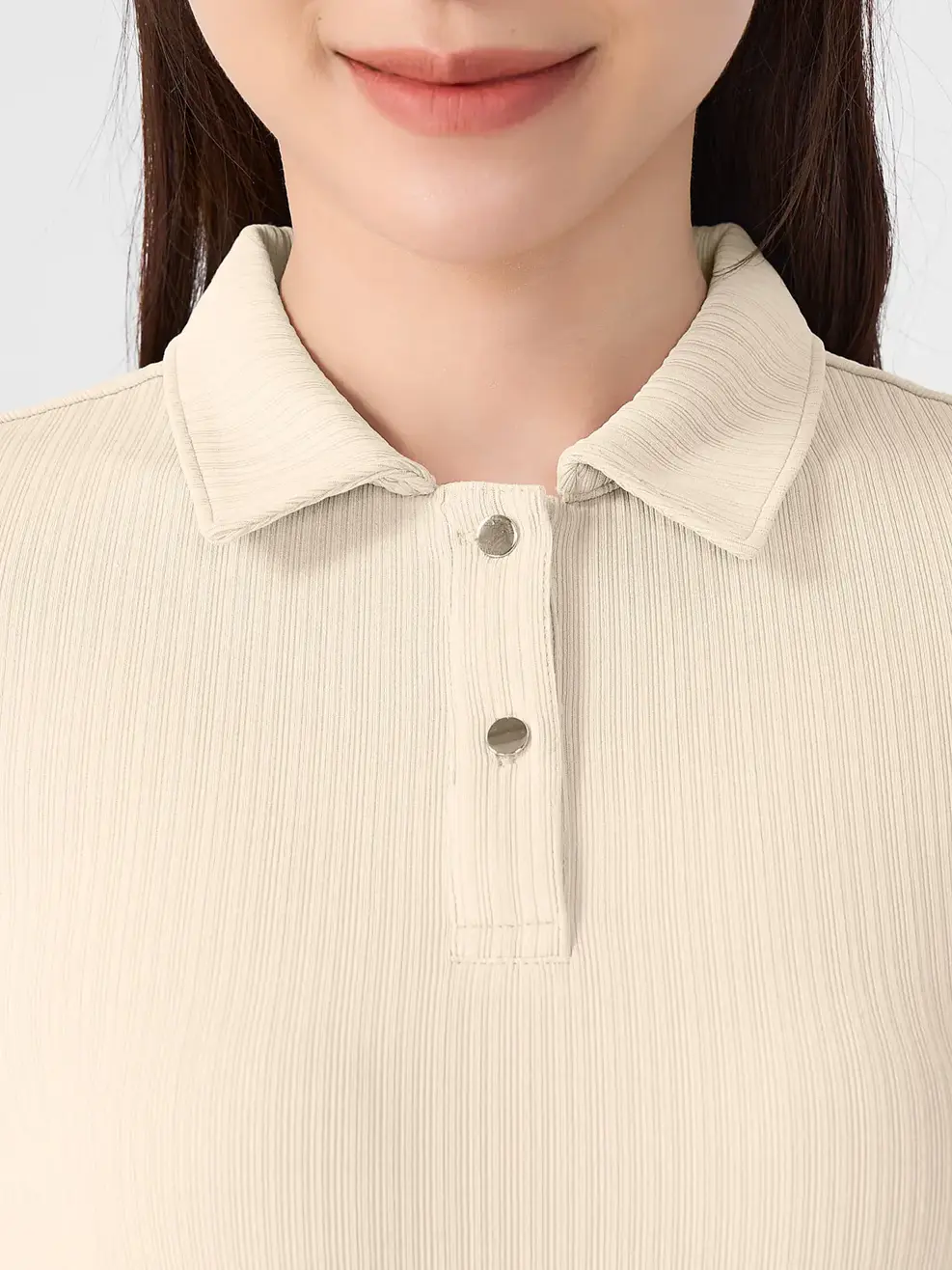 Polo Nữ Thun Rib - Be - S