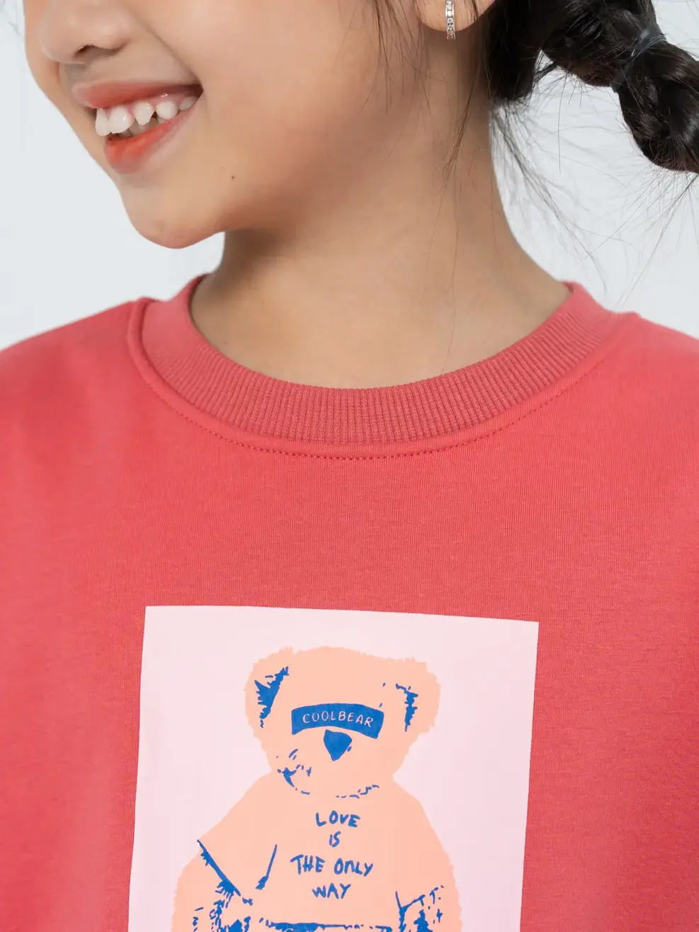 Áo nỉ trẻ em in gấu BE NICE - Hồng cam - 2