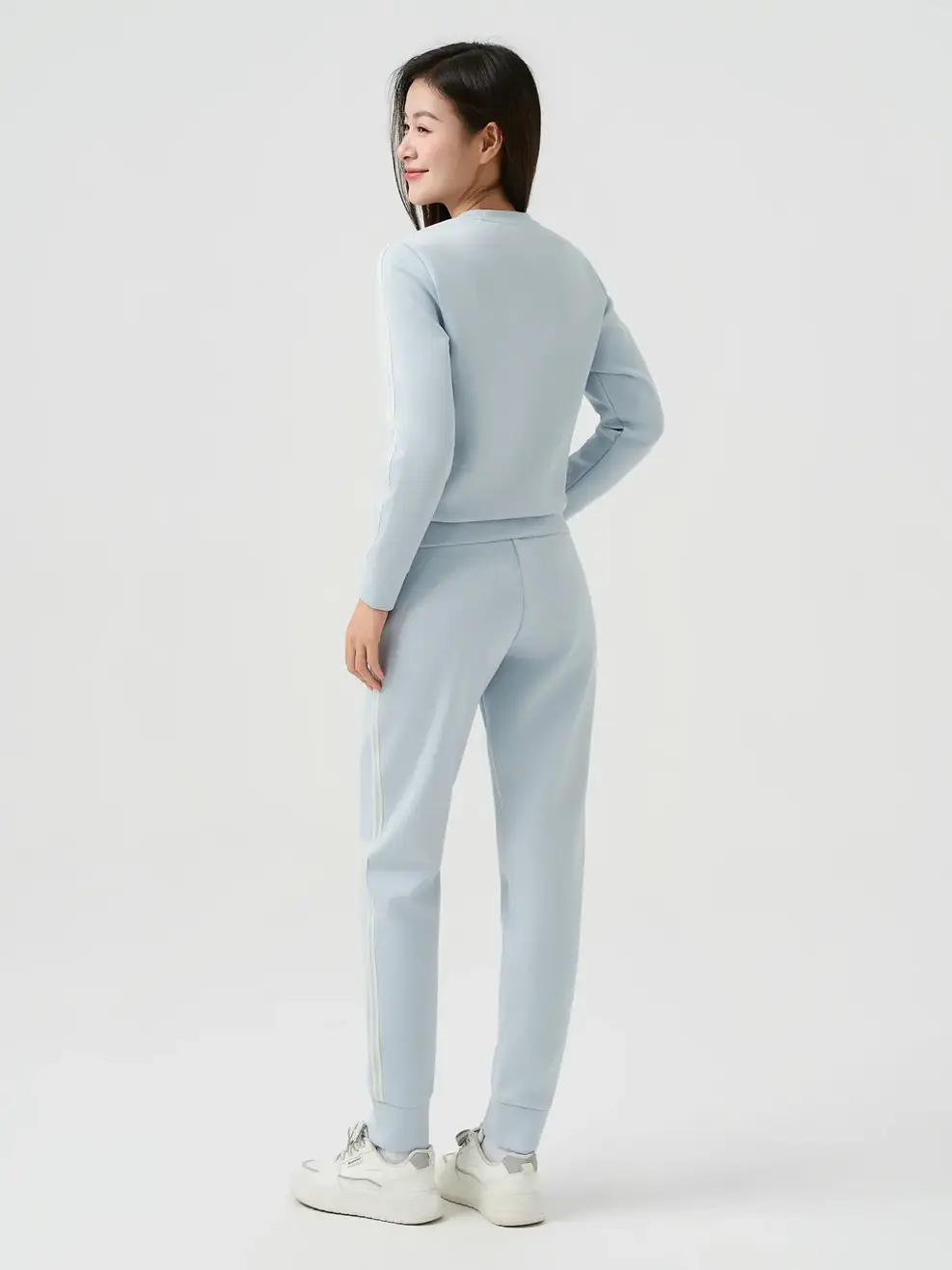 Bộ Đồ Double Face Cổ Tròn Phối Dây Dệt - Xám 193 - S