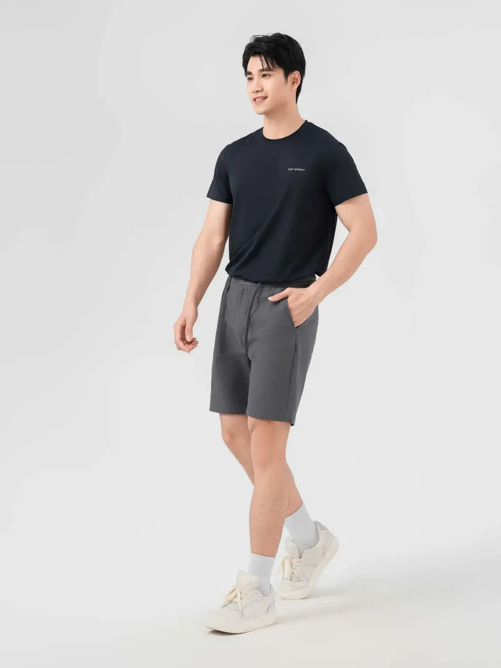 Quần Short Nam Đũi Cạp Chun - Xám - 29