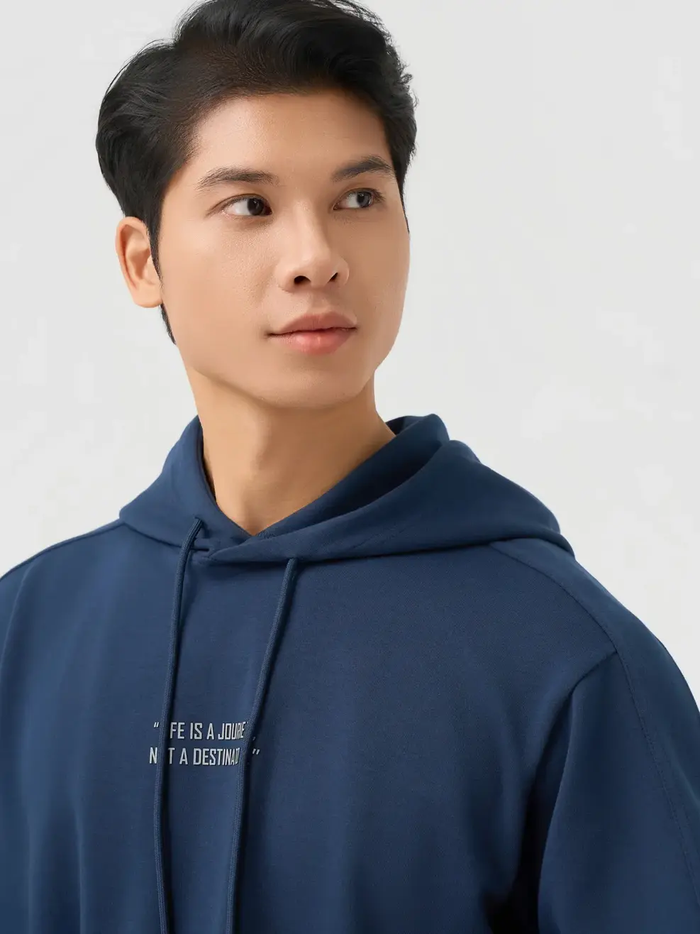 Bộ Đồ Nỉ Hoodie Nam In Chữ Ngực - Tím Than 006 - M