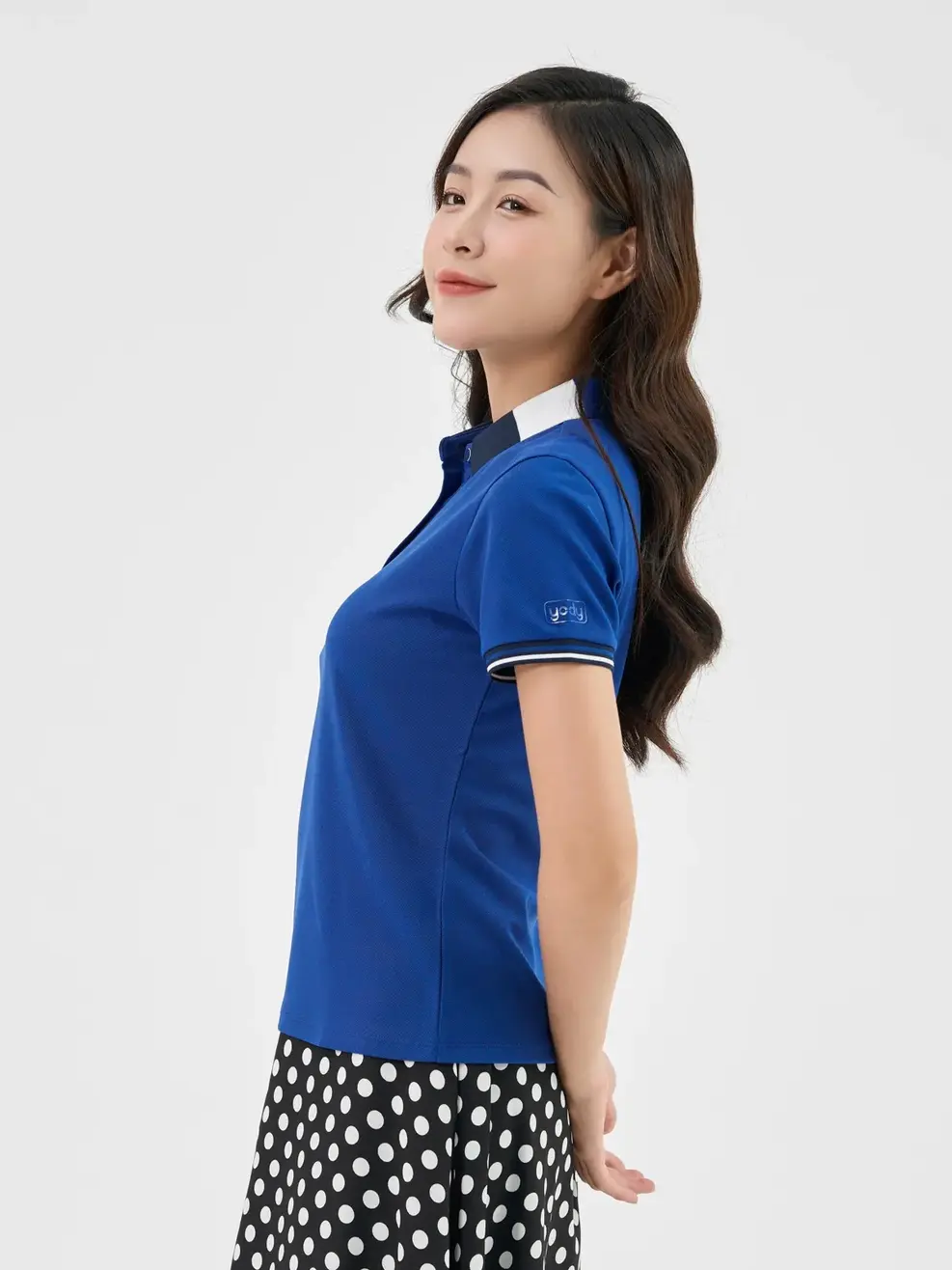 Polo Nữ Cafe Dệt Tổ Ong Bo 3 Màu - Xanh coban - S