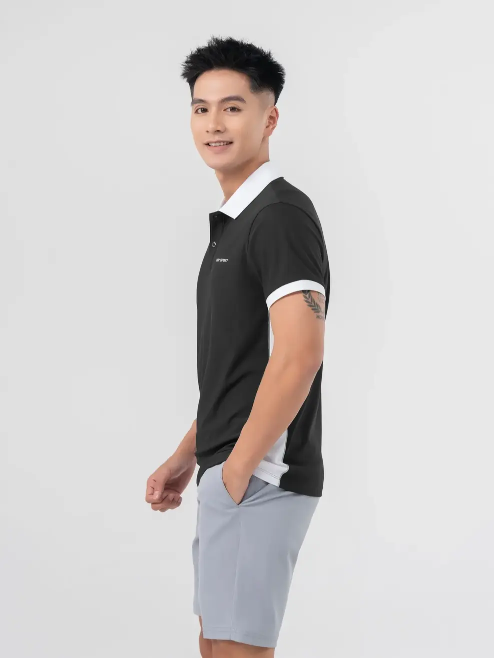 Áo Polo Thể Thao Nam Airycool Lé Sườn Phối Màu ( SAM7043 ) - Đen 001 - M