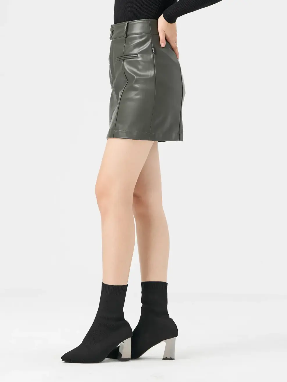 Chân Váy Nữ Da Dáng A Cơi Túi - Rêu - S
