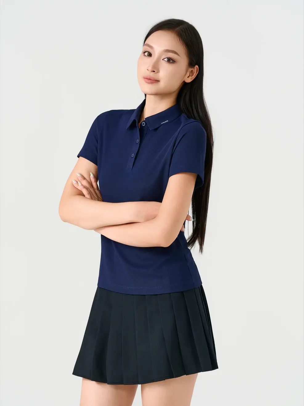 Áo Polo Nữ In ATHLETIC - Tím Than 020 - S