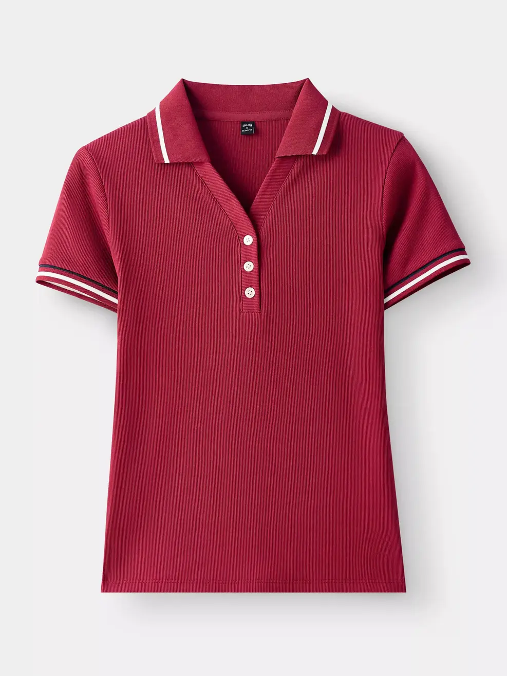 Áo Polo Nữ Cổ V Bo Kẻ - Đỏ 025 - S