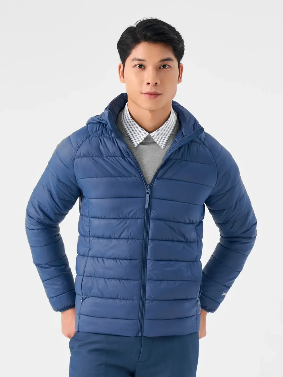 Áo Phao Nam 3S Siêu Nhẹ Tay Raglan - Xanh than nhạt - L