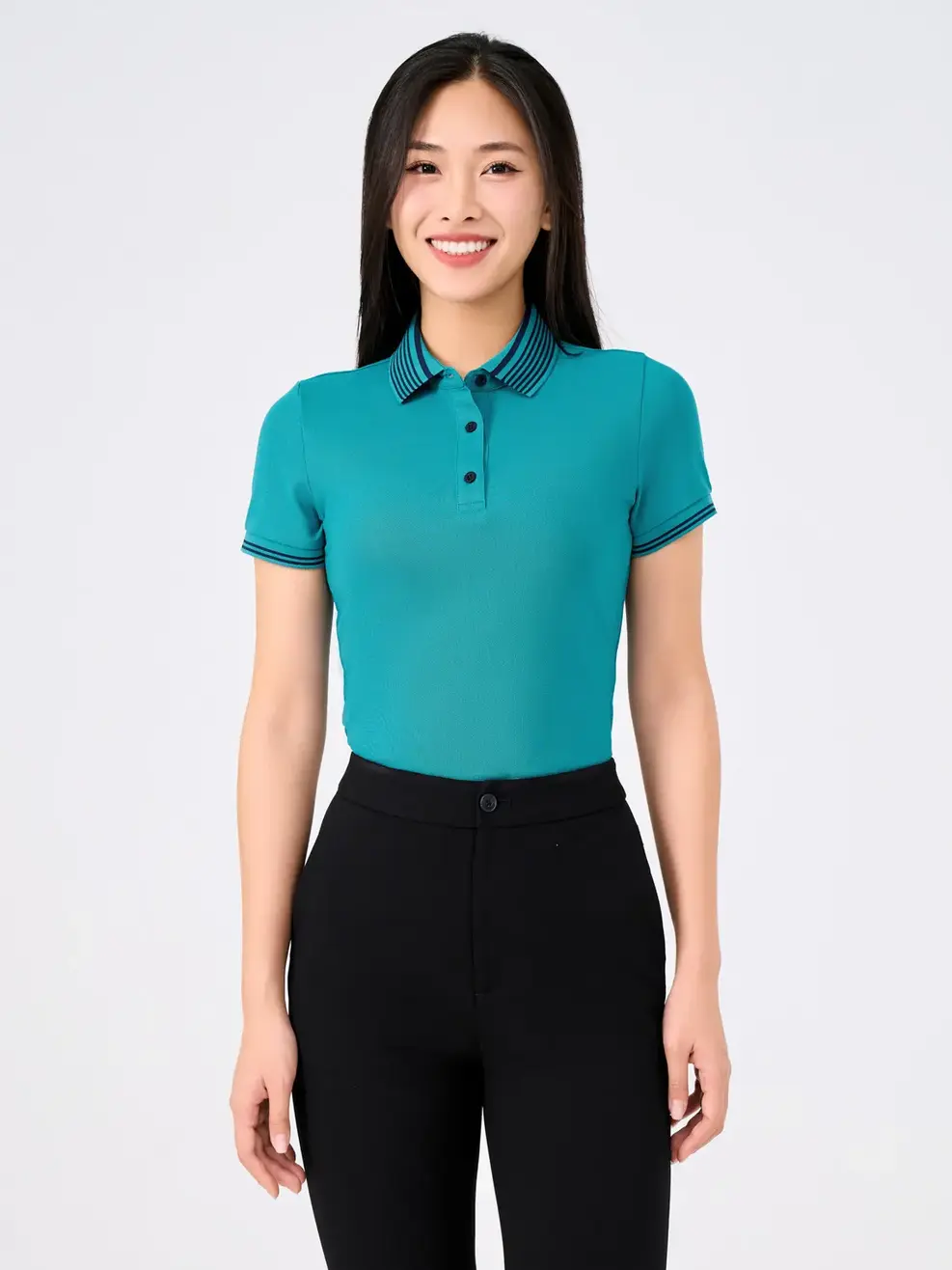 Polo Nữ Phối Màu Bo 02 - Xanh mint - S