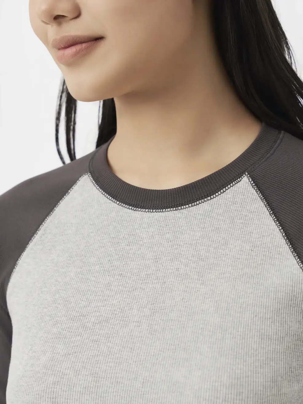 Áo Phông Dài Tay Nữ Tay Raglan Phối Màu Form Simfit - Xám 035 - S