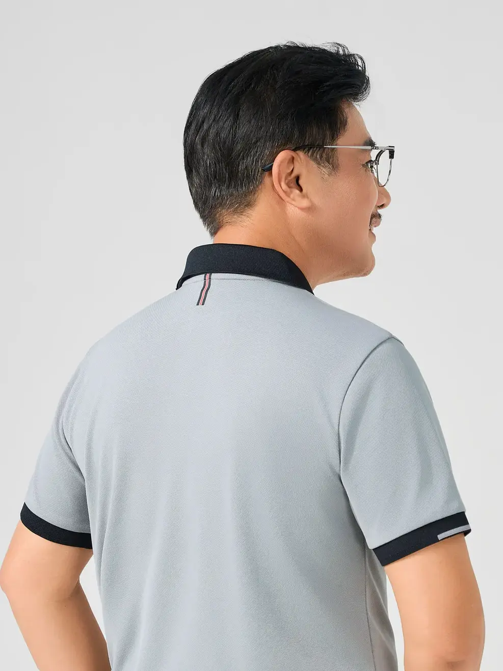 Áo Polo Nam In Thân Sau Phối Bo - Ghi - M