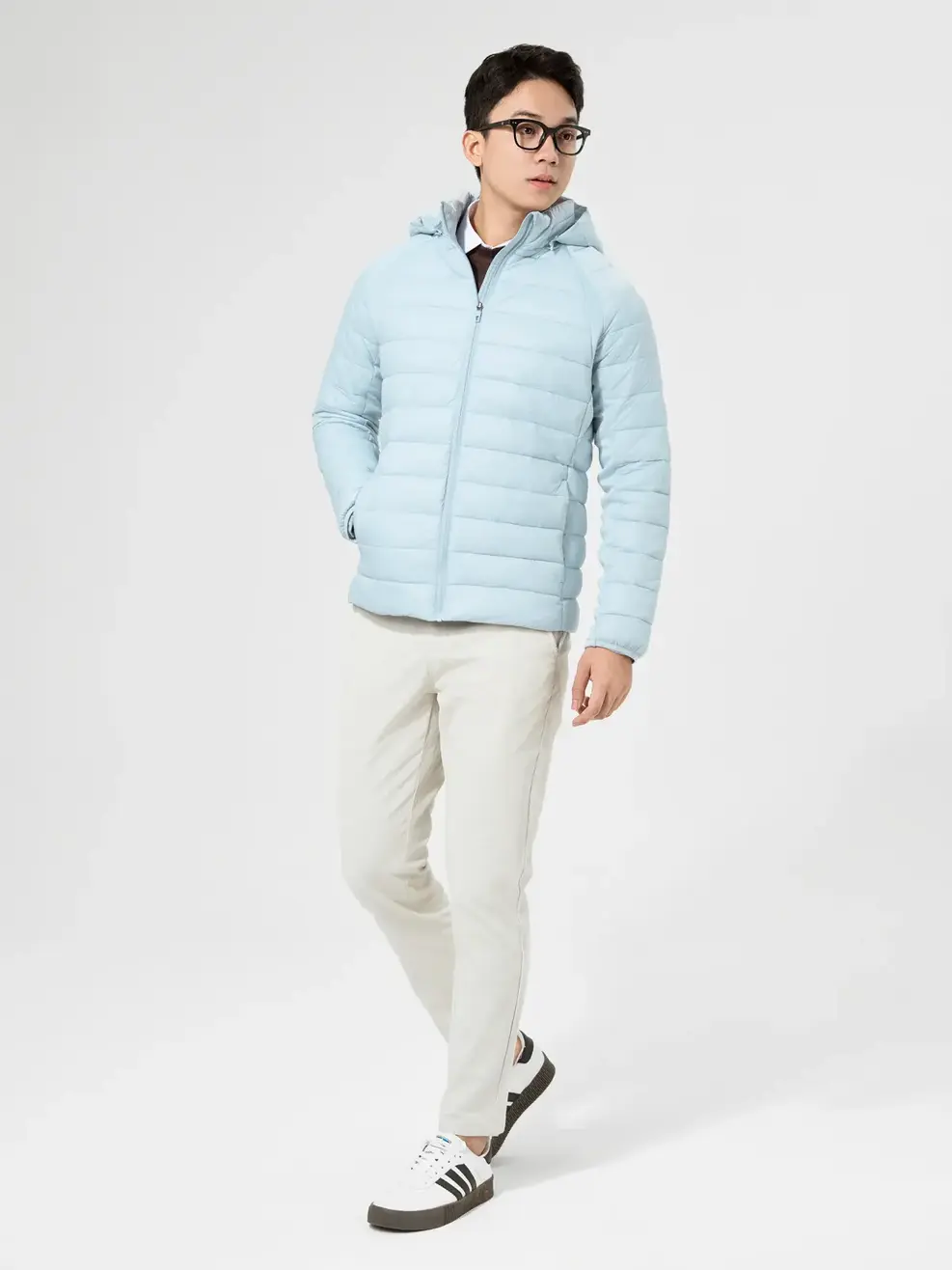 Áo Phao Nam Phối Nỉ Pro - Xanh ghi - M