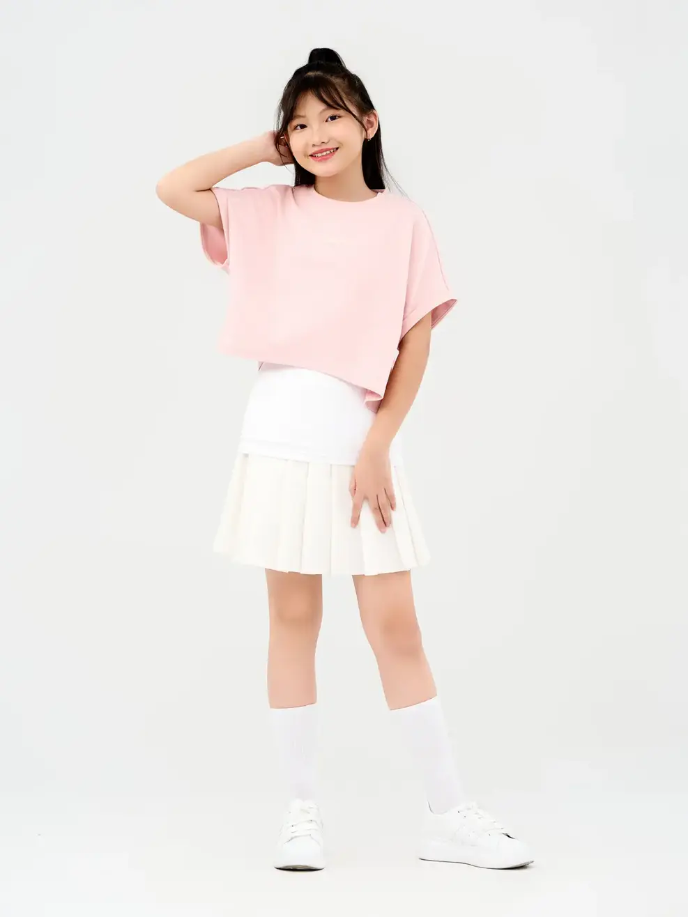 Áo Thun Sport Croptop In Logo - Hồng trắng - 8
