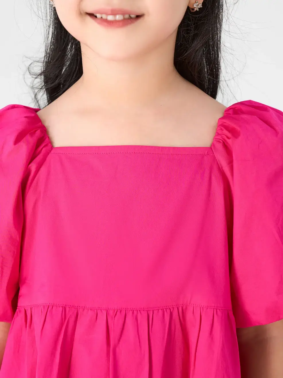 Đầm Kid Tay Bồng - Hồng - 2-3