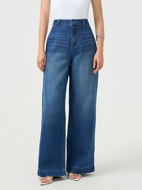 Quần Jeans Nữ Wide Leg Cạp Cao