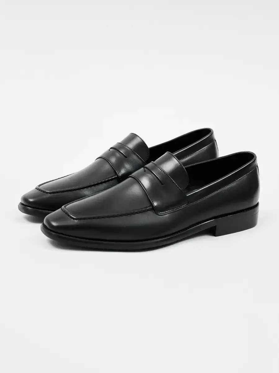 Giầy nam penny loafer da bò nappa cao cấp - Đen - 39