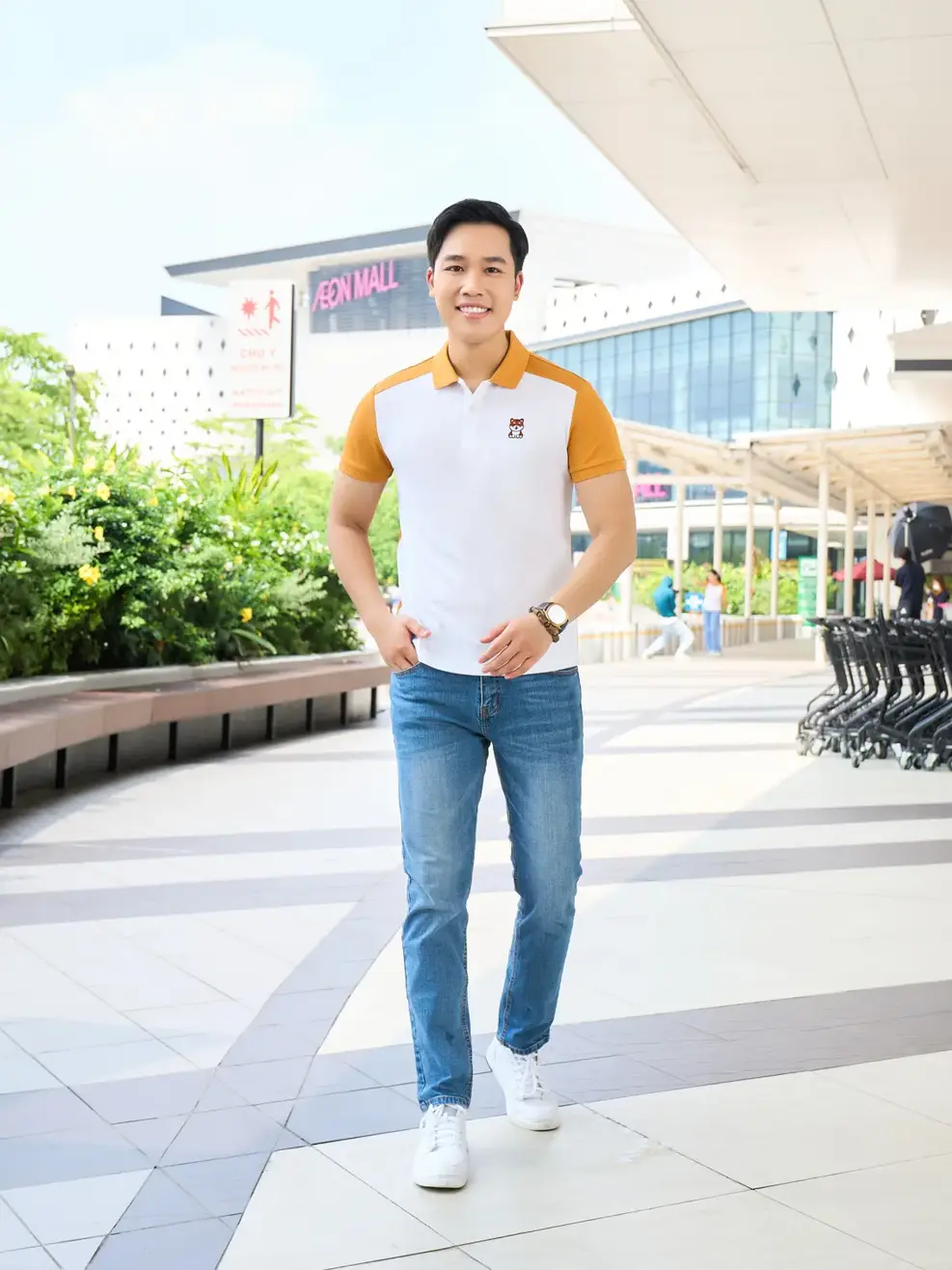 Áo Polo Nam Cafe thêu chó - Vàng - 3XL