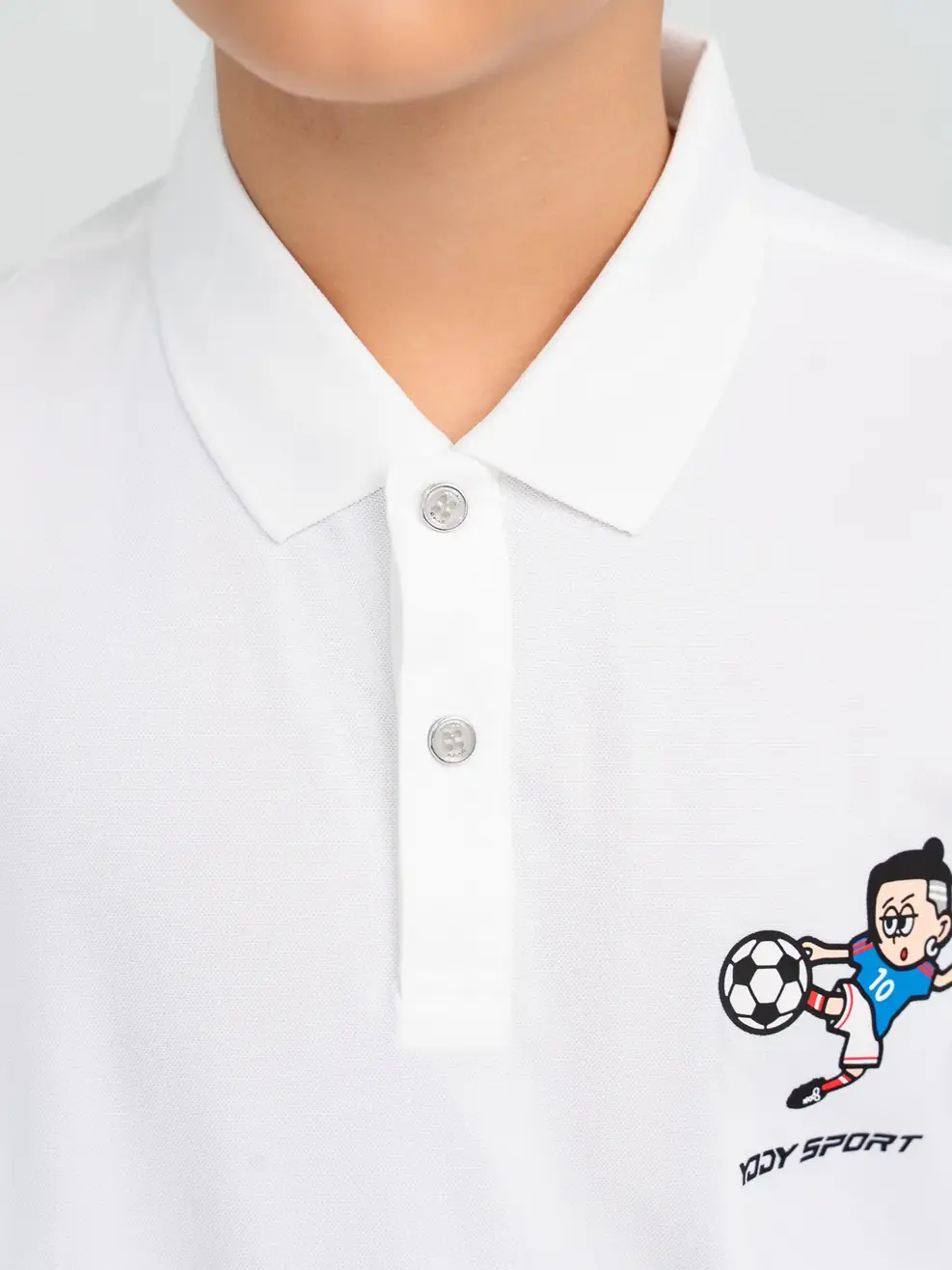 Áo Polo Thể Thao Trẻ Em In Cậu Bé Đá Bóng - Trắng - 8