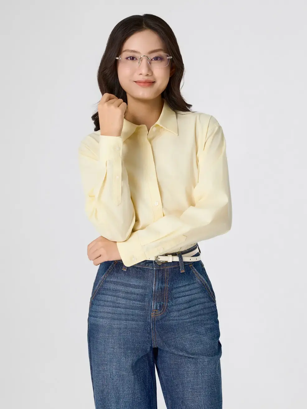 Áo Sơ-mi Loose fit cotton - Màu vàng 001 - S