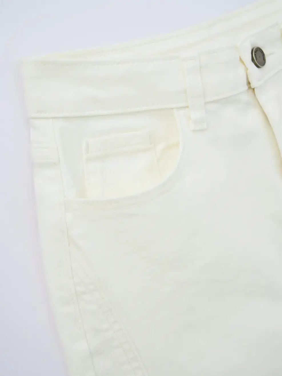 Quần Jeans Nữ Ống Rộng Cạp Cao Can Phối - Trắng - 25