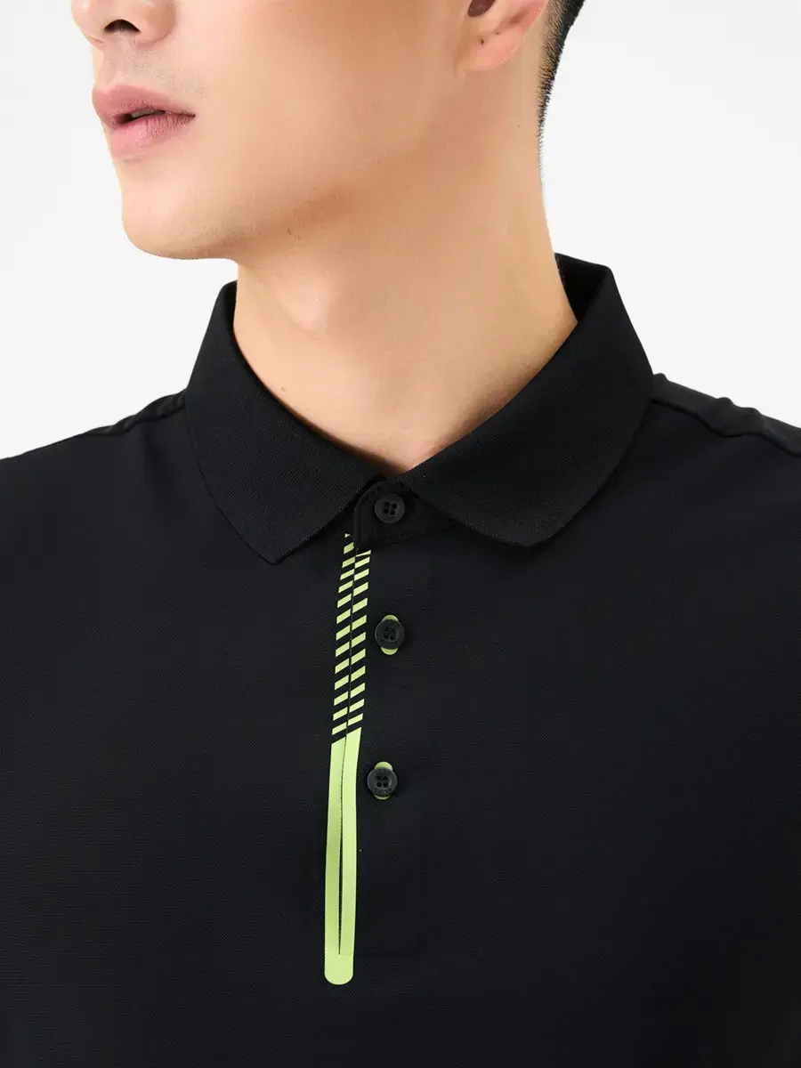 Polo Thể Thao Nam Trụ Áo Ép Sim - Đen - M