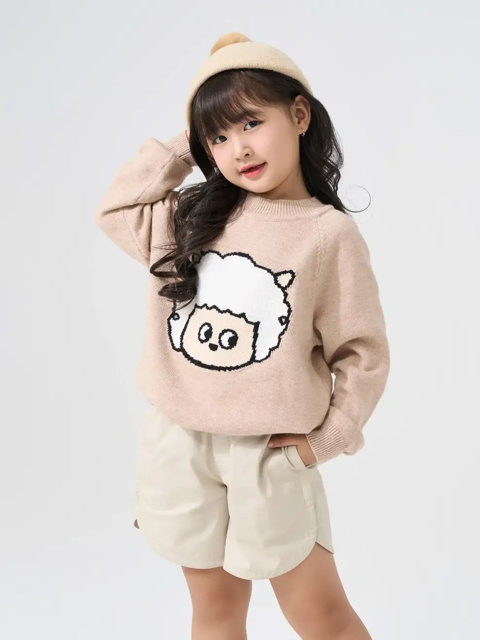 Áo Len Trẻ Em Cừu Vui Vẻ - Nâu - 2-3