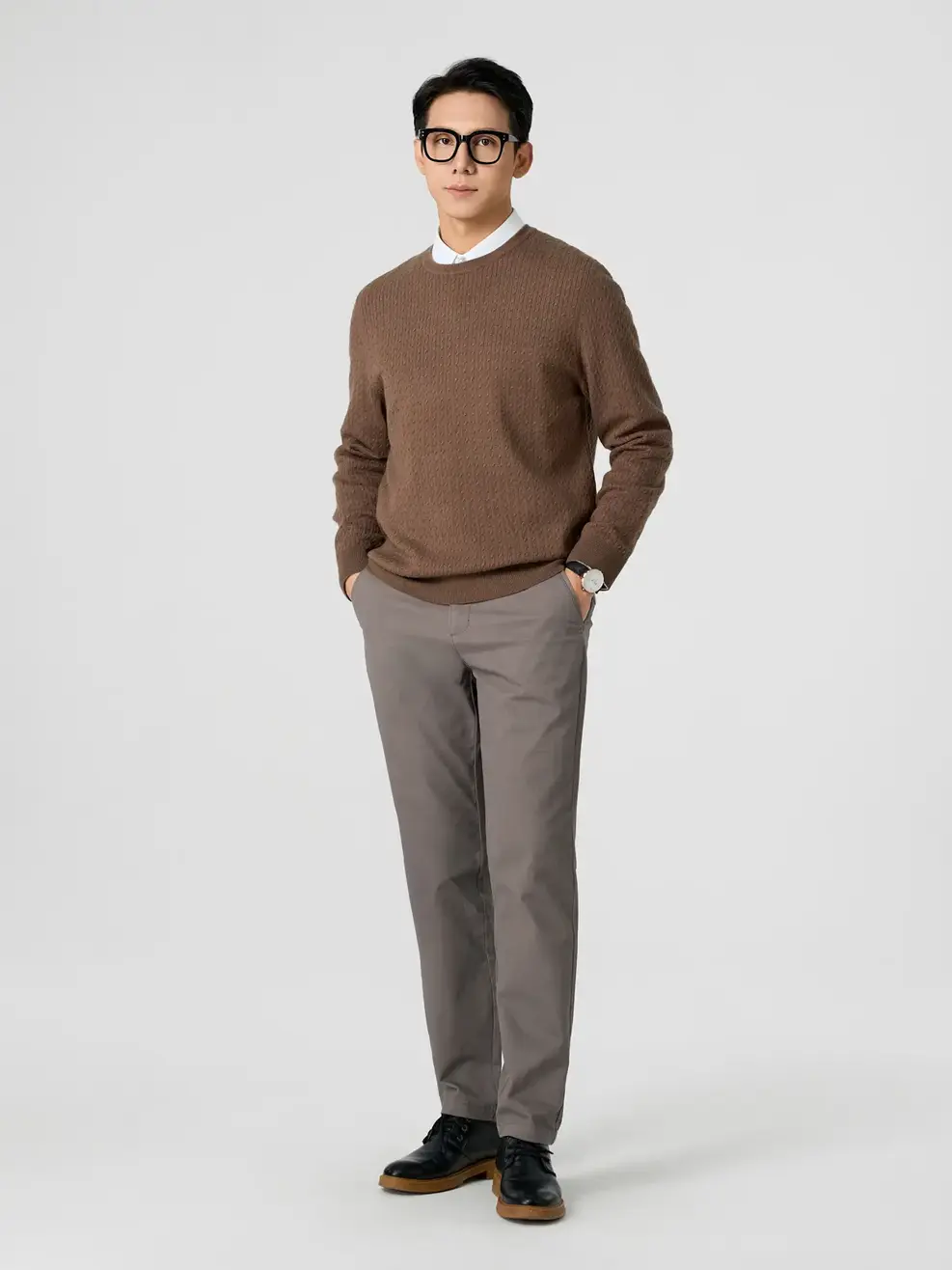 Quần Kaki Nam Phối Lé Túi - Ghi Đậm - 29