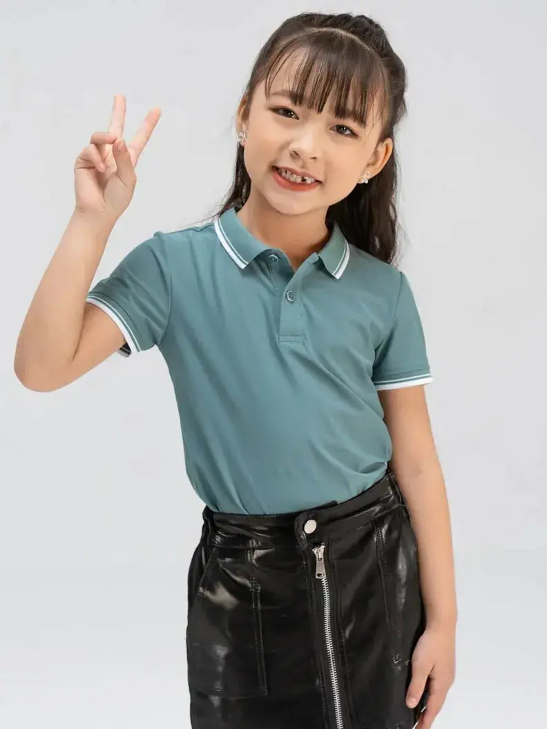Polo kid airy cool bo kẻ - Xanh lục - 2