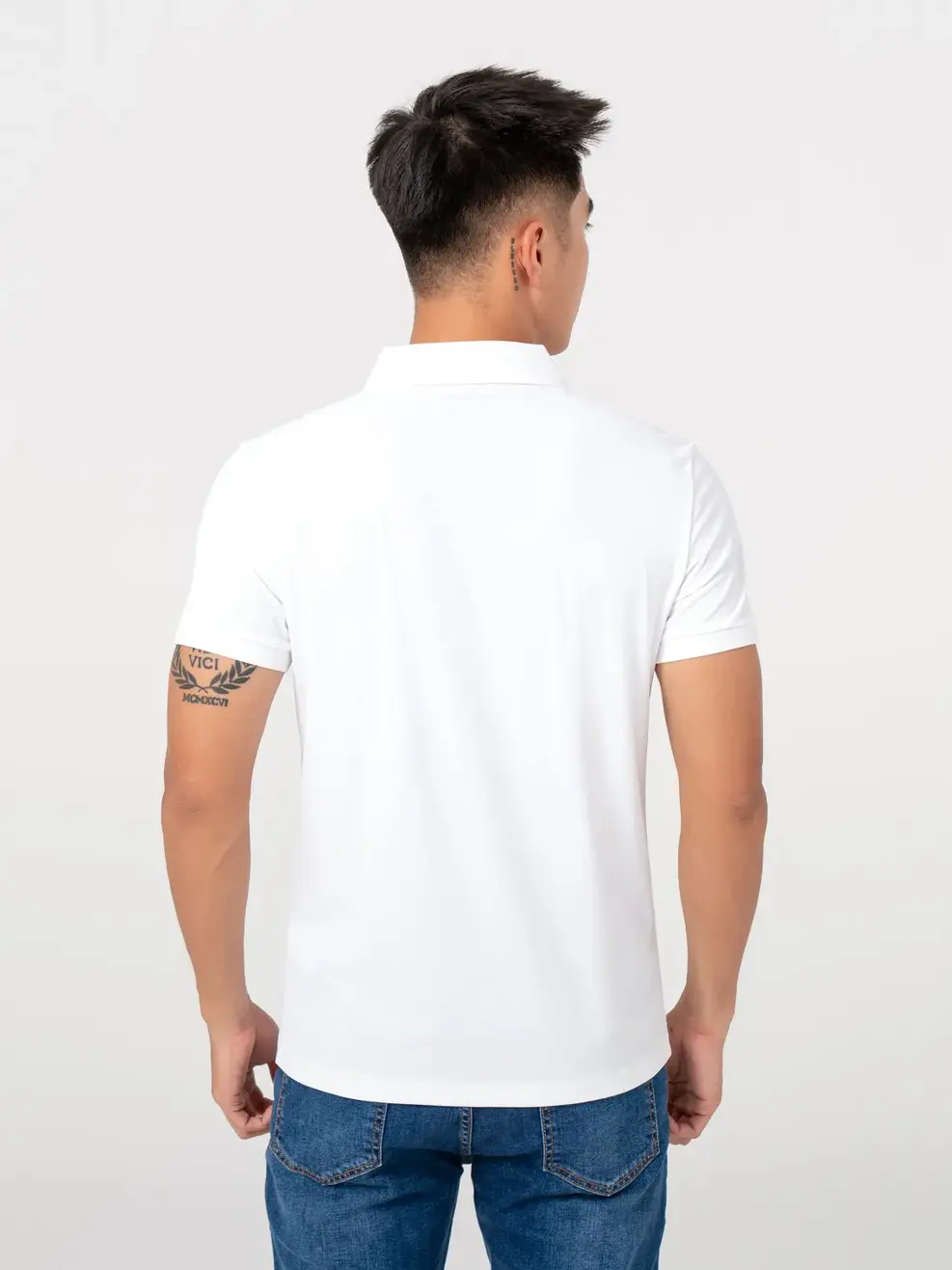 Polo Thể Thao Nam Trụ Khóa In Phản Quang - Trắng - M