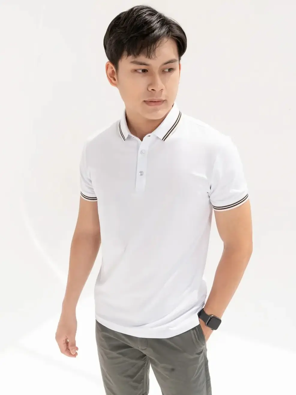 Áo polo nam pima 4 - Trắng tinh - 5XL