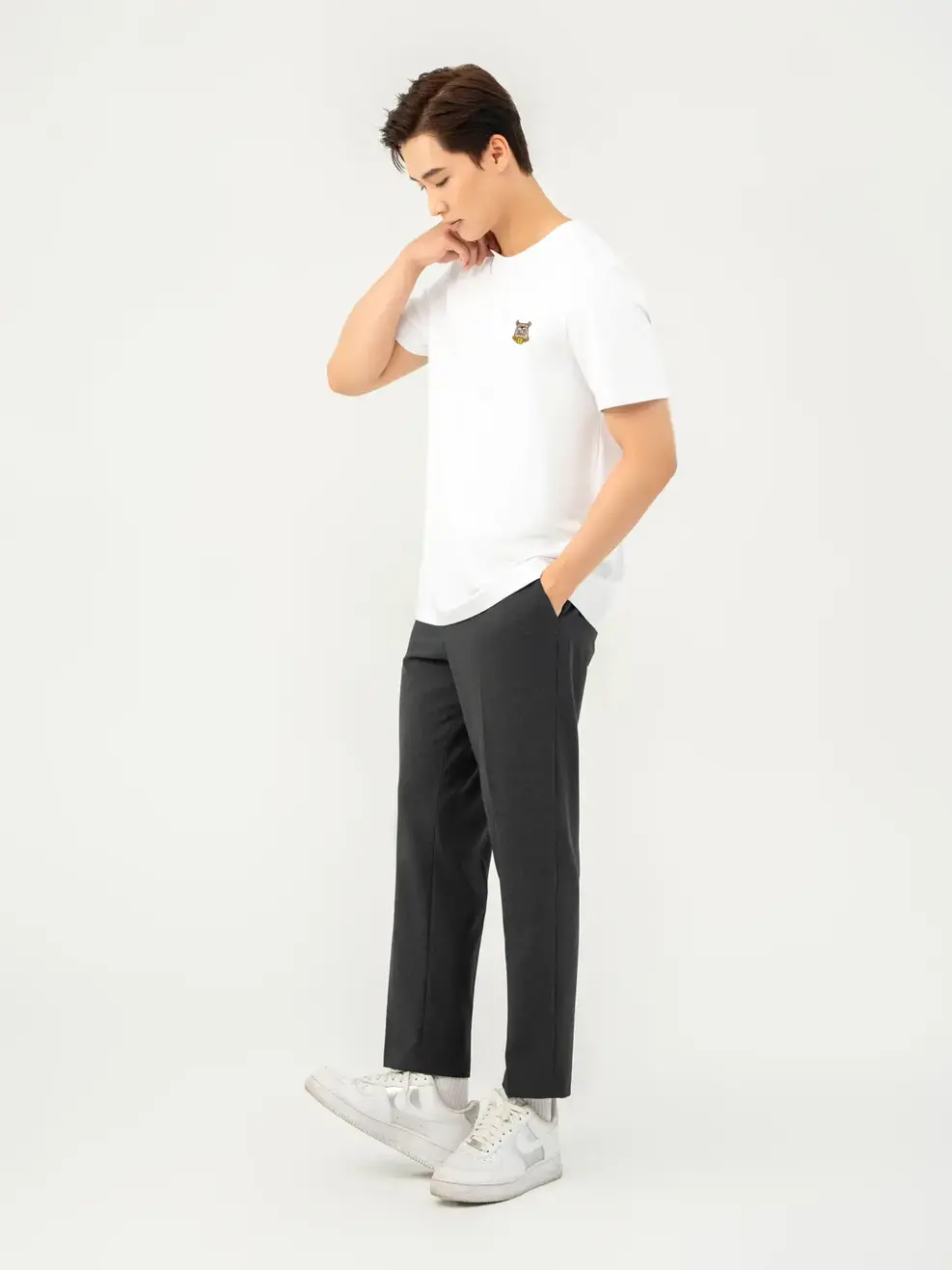 T-shirt Nam Thêu Ngực Bột Ngô - Trắng 1 - M