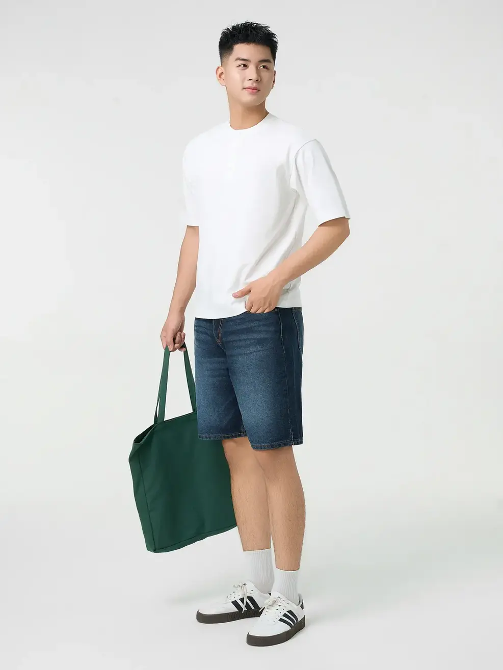 Quần Short Jeans Nam Regular Mài Xước - Màu chàm 003 - 31
