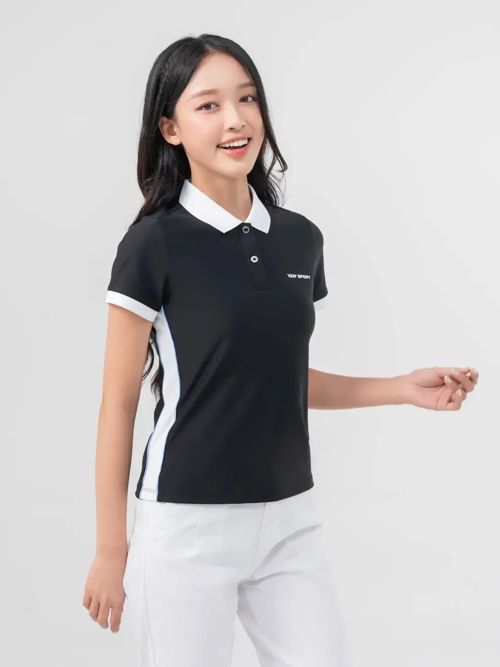 Polo Thể Thao Nữ Airycool Phối Màu - Đen - S