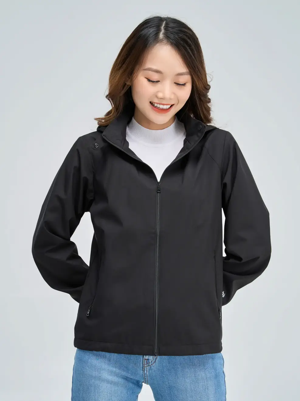 Áo khoác nữ phối lưng - Đen - XL